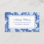Chique Blauw Wit Chinoiserie Bloem Interieur Desig Visitekaartje (Voorkant)