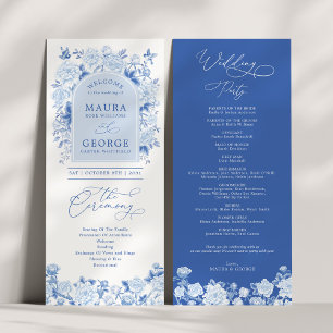 Chique Blauw Wit Chinoiserie Floral bruiloft progr