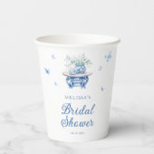 Chique Blauw Wit Chinoiserie Vrijgezellenfeest Papieren Bekers (Achterkant)