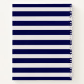 Chique Blauw & Wit Gestreept Floral Lijst Journal/ Notitieboek (Achterkant)