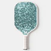 Chique Blauw Wit Glitterij Sparkles Modern Monogra Pickleball Paddle (Achterkant)