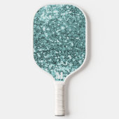 Chique Blauw Wit Glitterij Sparkles Modern Monogra Pickleball Paddle (Voorkant)