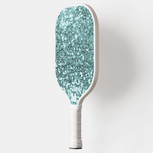Chique Blauw Wit Glitterij Sparkles Modern Monogra Pickleball Paddle (Links)
