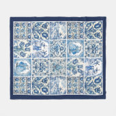 Chique Blauw wit land scènes toile de jouy Fleece Deken (Voorkant (Horizontaal))