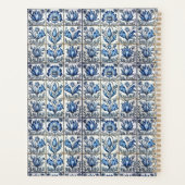 Chique Blauw wit lijsten toile de jouy monogram Planner (Achterkant)