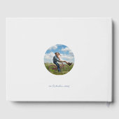 Chique Blauw Wit Paar Foto Bloemen Daisy Bruiloft Gastenboek (Achterkant)