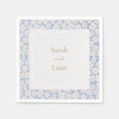 Chique Blauw & Wit Petit Fleur Papier Servet (Voorkant)