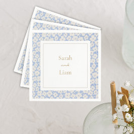 Chique Blauw & Wit Petit Fleur Papier Servet