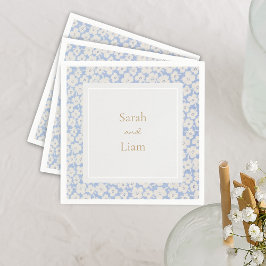Chique Blauw & Wit Petit Fleur Papier Servet