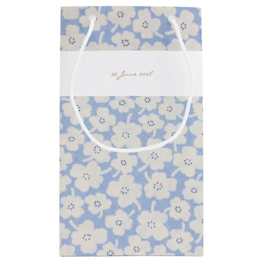 Chique Blauw & Wit Petit Fleur Papier Servet Klein Cadeauzakje (Achterkant)