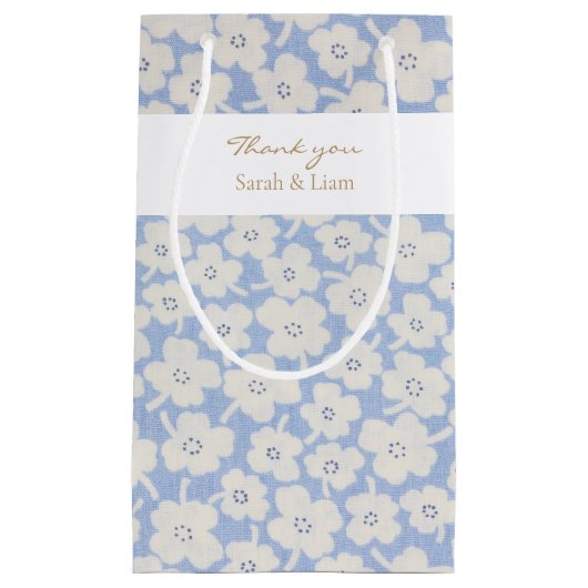 Chique Blauw & Wit Petit Fleur Papier Servet Klein Cadeauzakje (Voorkant)