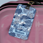 Chique Blauw wit wilg chinoiserie huisje Bagagelabel