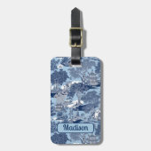 Chique Blauw wit wilg chinoiserie huisje Bagagelabel (Voorkant verticaal)