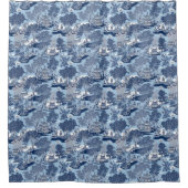 Chique Blauw wit wilg chinoiserie huisje Douchegordijn (Voorkant)