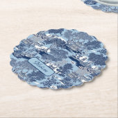Chique Blauw wit wilg chinoiserie huisje Kartonnen Onderzetters (Gekanteld)