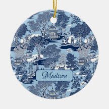 Chique Blauw wit wilg chinoiserie huisje