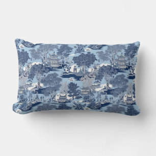 Chique Blauw wit wilg chinoiserie huisje Kussen