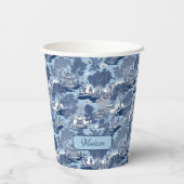Chique Blauw wit wilg chinoiserie huisje Papieren Bekers (Achterkant)