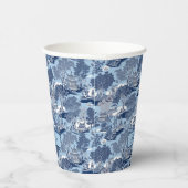 Chique Blauw wit wilg chinoiserie huisje Papieren Bekers (Rechts)