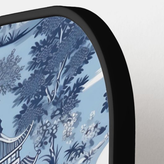 Chique Blauw wit wilg chinoiserie huisje Pickleball Paddle (Links Detail)