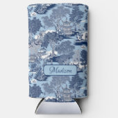 Chique Blauw wit wilg chinoiserie huisje Seltzer Blikjeskoeler (Voorkant)