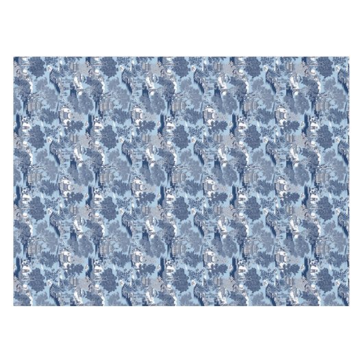 Chique Blauw wit wilg chinoiserie huisje Tafelkleed (Voorkant (Horizontaal))