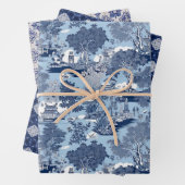 Chique Blauw wit wilg chinoiserie toile Inpakpapier Vel (In situ)