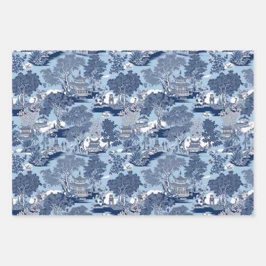 Chique Blauw wit wilg chinoiserie toile Inpakpapier Vel (Voorkant)