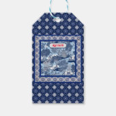 Chique Blauw wit wilg chinoiserie toile monogram Cadeaulabel (Voorkant)