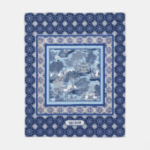 Chique Blauw wit wilg chinoiserie toile monogram Fleece Deken (Voorkant)
