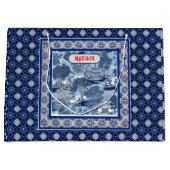 Chique Blauw wit wilg chinoiserie toile monogram Groot Cadeauzakje (Voorkant)