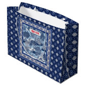 Chique Blauw wit wilg chinoiserie toile monogram Groot Cadeauzakje (Achterkant Gekanteld)