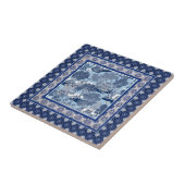 Chique Blauw wit wilg chinoiserie toile monogram Tegeltje (Zijkant)