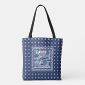 Chique Blauw wit wilg chinoiserie toile monogram Tote Bag (Achterkant)