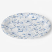 Chique Blauw Witte Bloemige Trouw Papieren Bordje (Gekanteld)