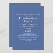Chique blauwe afstudeerfeest uitnodiging (Voorkant / Achterkant)
