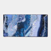 Chique Blauwe Agaat w / Zilveren Sparkles Bureaumat (Voorkant)