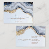 Chique Blauwe Agate Geode Gouden Klompjes Visitekaartje (Voorkant / Achterkant)