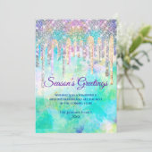 Chique blauwe aqua eenhoorn druipt glitter kerst (Staand voorkant)