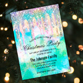 Chique blauwe aqua eenhoorn druipt glitter kerst kaart