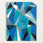 Chique blauwe aqua turquoise abstract geometrisch planner (Voorkant)