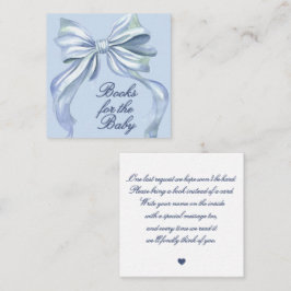 Chique Blauwe Aquarel Lint Boeken voor Baby Shower Informatiekaartje