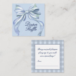 Chique blauwe aquarel luierraffle voor babyshower informatiekaartje