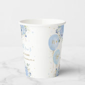 Chique Blauwe Ballonnen Blauw Bloemen Jongen Baby  Papieren Bekers (Links)