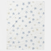 Chique Blauwe Crème Bloemen Fleece Deken (Voorkant)
