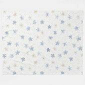 Chique Blauwe Crème Bloemen Fleece Deken (Voorkant (Horizontaal))