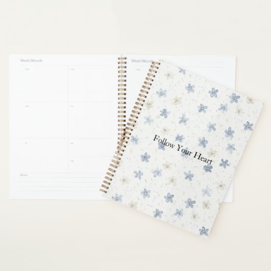 Chique Blauwe Crème Bloemen Planner (Display)