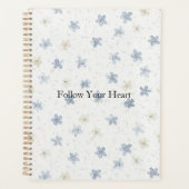 Chique Blauwe Crème Bloemen Planner (Voorkant)