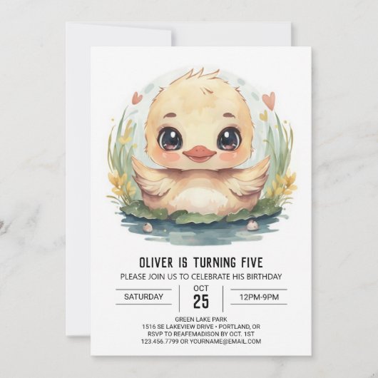 Chique blauwe eend verjaardag kaart (Voorkant)