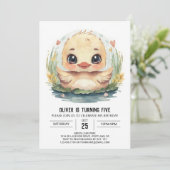 Chique blauwe eend verjaardag kaart (Staand voorkant)